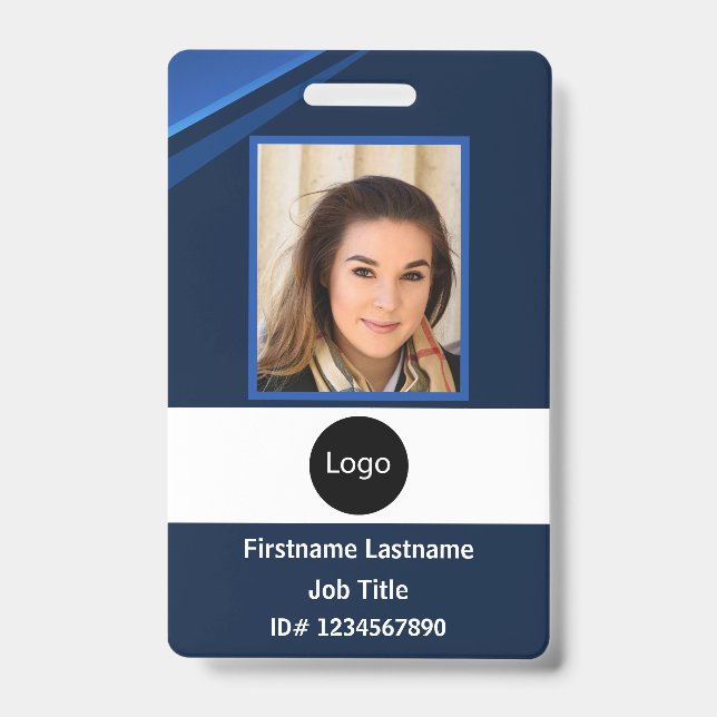 custom company employee id, Photo Logo Bar Code ID Badge (Front)