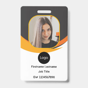 custom company employee id, Photo Logo Bar Code ID Badge