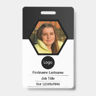 custom company employee id, Photo Logo Bar Code ID Badge
