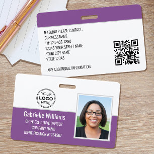Custom Company Employee ID Photo Security Purple Badge