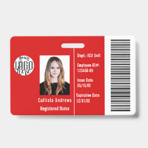 Custom Company Employee Photo Name Barcode Logo ID Badge