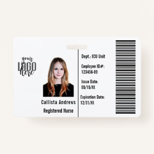 Custom Company Employee Photo Name Barcode Logo ID ID Badge
