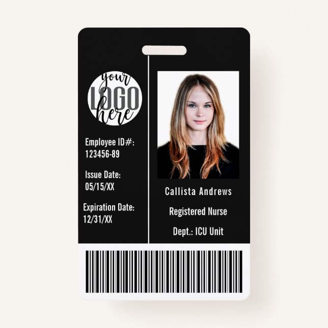 Custom Company Employee Photo Name Barcode Logo ID ID Badge (Front)
