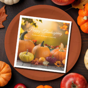 Custom Company Happy Thanksgiving Pumpkin Party Napkin