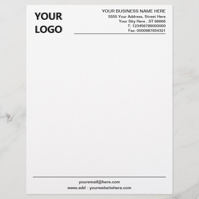 Custom Company Letterhead Your Logo Text Info (Front)