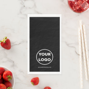 Custom Company Logo and Business Website on Black Napkin