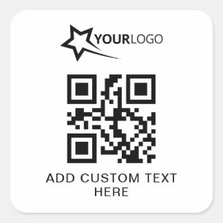 Custom Company Logo and QR Code Square Sticker