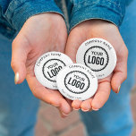 Custom Company Logo And Slogan With Promotional 7.5 Cm Round Badge<br><div class="desc">Personalise a Button with this simple and minimalist template,  and promote your Company or Business to Increase leads and generate more sales. Add your details,  All text style,  colours,  sizes can be modified to fit your needs. If you need help or matching items,  please contact me</div>