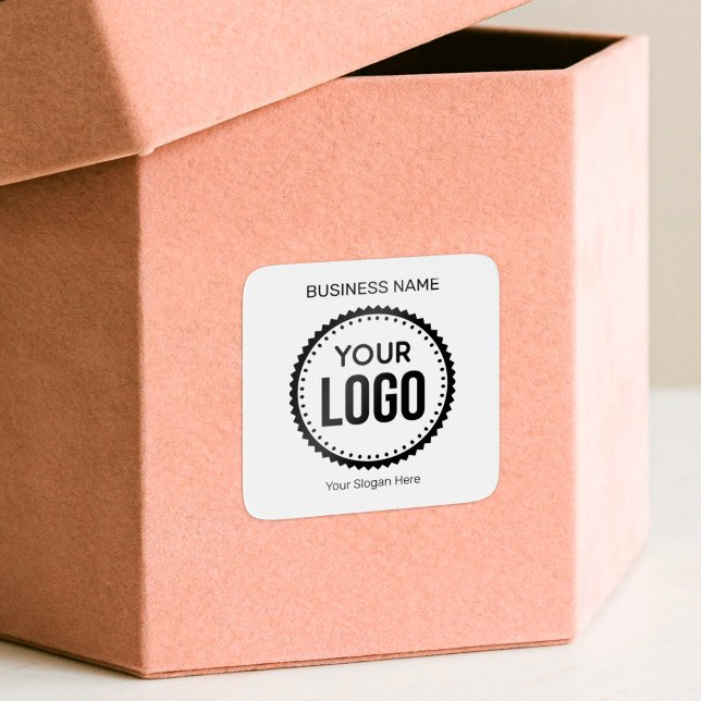 Custom Company Logo And Slogan With Promotional Square Sticker (Creator Uploaded)