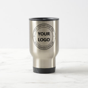 Custom Company Logo and Text Branded Travel Mug