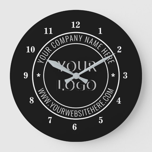 Custom Company Logo and Text Branded Wall Clock (Front)