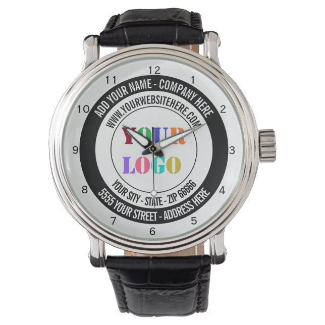 Custom Company Logo and Text Branded Watch Gift (Front)