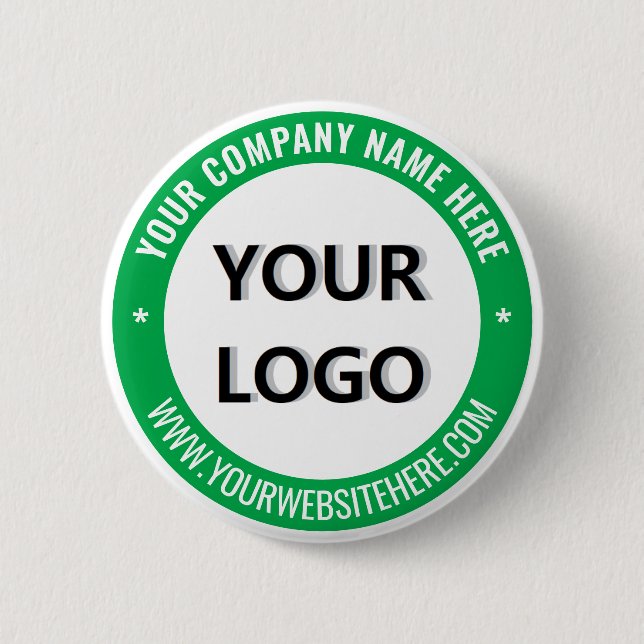 Custom Company Logo and Text Business Button (Front)