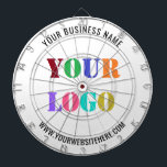 Custom Company Logo and Text Business Dart Board<br><div class="desc">Custom Colours and Fonts - Design Your Own Personalised Dartboards with Your Company Logo and Name Website or Custom Text Business Promotional or Modern Personal Dart Board / Gift - Make Unique Your Own Design - Add Your Logo - Image - Photo or QR Code / and Name - Text...</div>