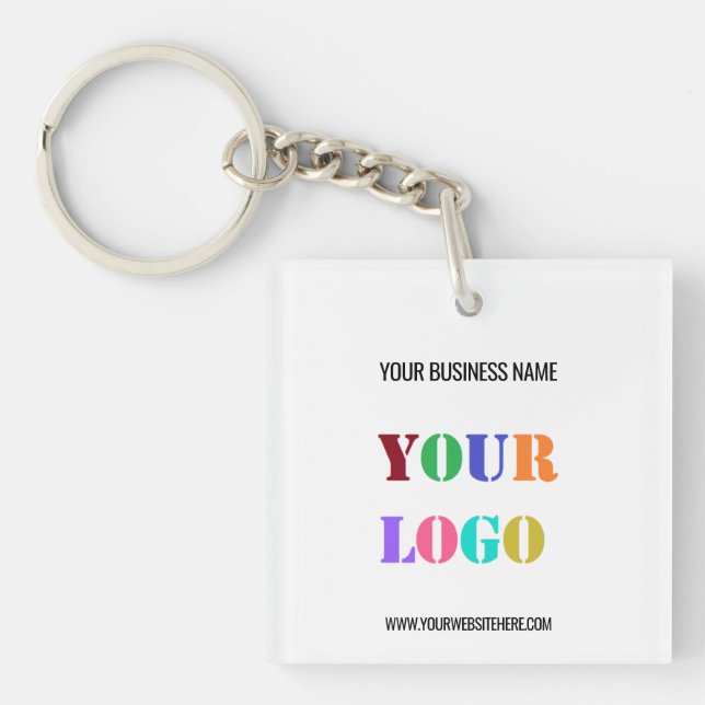 Custom Company Logo and Text Business Keychain (Front)