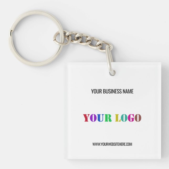 Custom Company Logo and Text Business Keychain (Front)