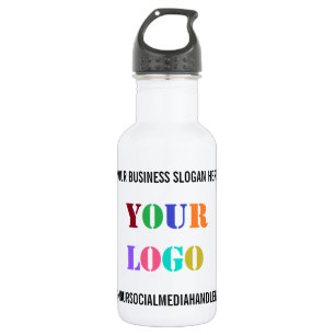 Custom Company Logo and Text Business Water Bottle
