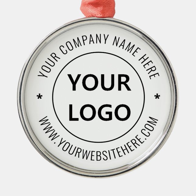 Custom Company Logo and Text Christmas Ornament (Front)