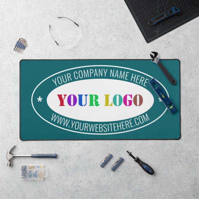 Custom Company Logo and Text Desk Mat Example (Workstation)