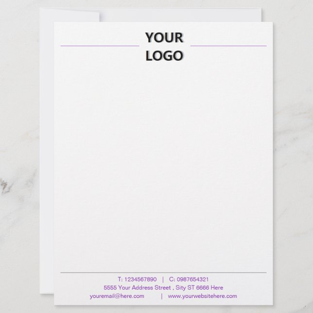 Custom Company Logo and Text Letterhead Texmplate (Front)