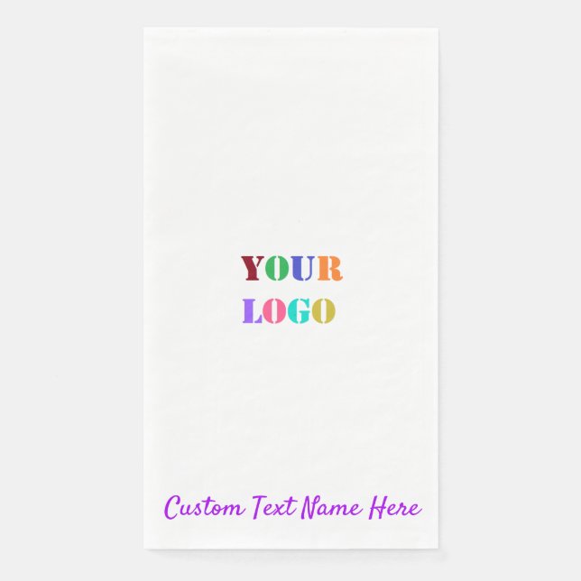 Custom Company Logo and Text Paper Guest Towels Napkin (Front)