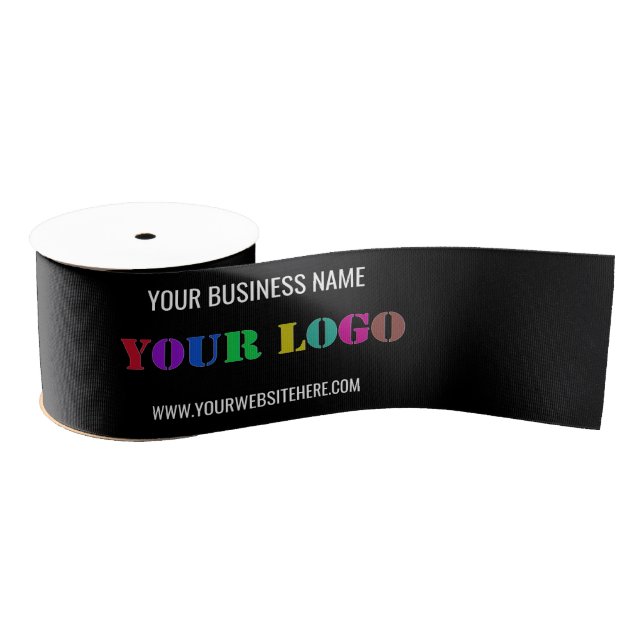 Custom Company Logo and Text Ribbon - Choose Colou Grosgrain Ribbon (Spool)