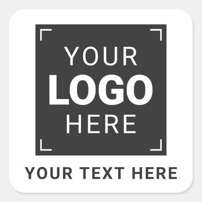 Custom Company Logo and Text Square Sticker (Front)