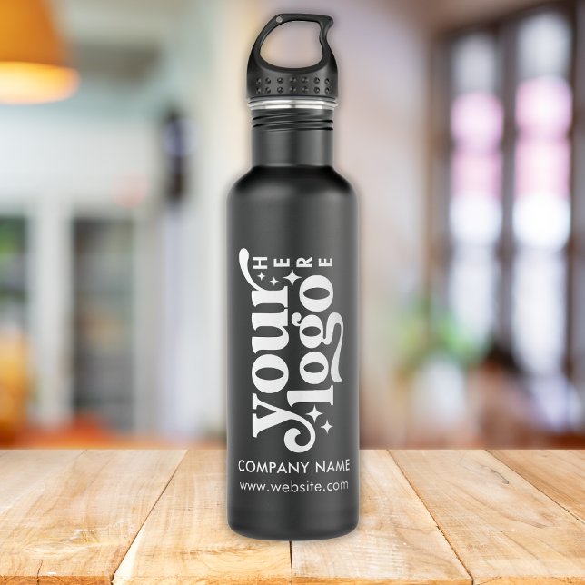 Custom Company Logo and Text Stainless Steel Black 710 Ml Water Bottle (Creator Uploaded)