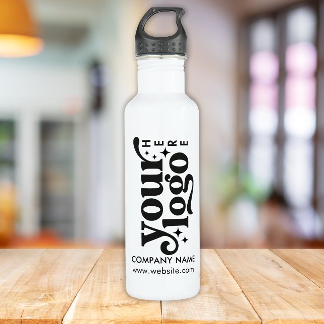 Custom Company Logo and Text Stainless Steel White 710 Ml Water Bottle (Creator Uploaded)