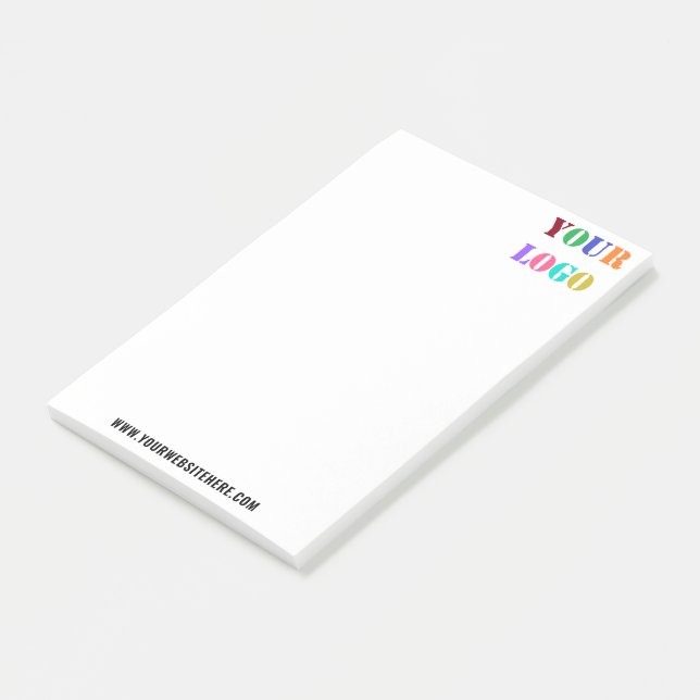 Custom Company Logo and Text Website Post it Notes (Angled)