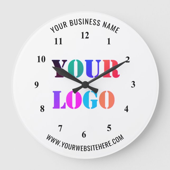 Custom Company Logo and Text Your Business Clock (Front)
