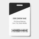 Custom Company Logo Bar Code Employee Photo Black