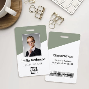 Custom Company Logo Bar Code Employee Photo Sage ID Badge