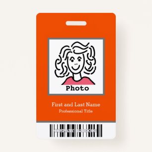 Custom Company Logo Barcode Employee Large Photo ID Badge