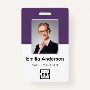 Custom Company Logo Basic Bar Code Employee Photo ID Badge