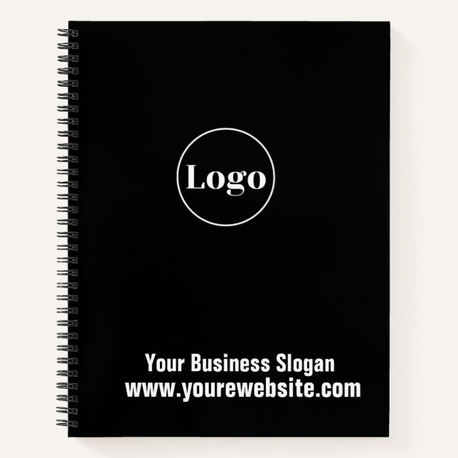 Custom company logo Black professional Business Notebook (Front)