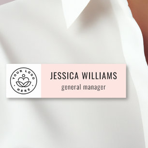 Custom Company Logo Blush Pink Employee Name Tag