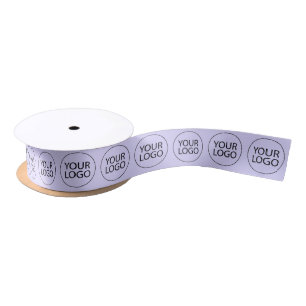 Custom Company Logo Branded Business Black Purple Satin Ribbon
