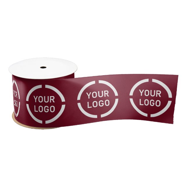 Custom company logo branded business gift burgundy satin ribbon (Spool)