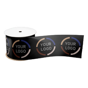 Custom company logo branded business gifts black satin ribbon