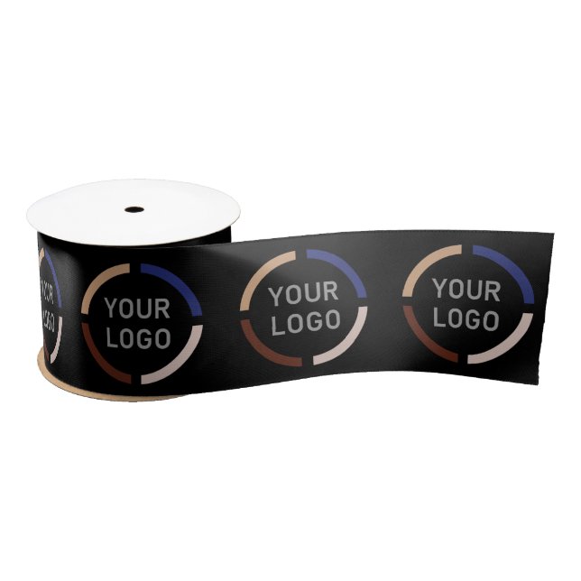 Custom company logo branded business gifts black satin ribbon (Spool)