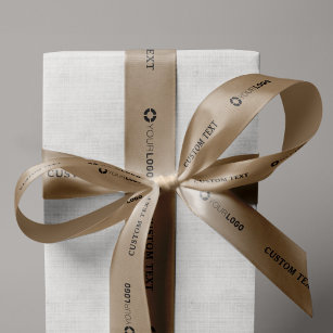 Custom company logo branded business gifts kraft   satin ribbon