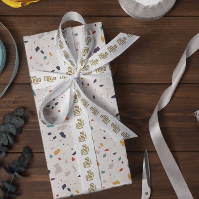 Custom company logo branded business gifts white s grosgrain ribbon (Creator Uploaded)