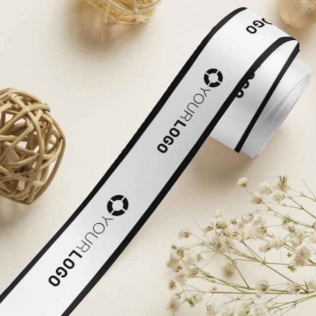 Custom company logo branded business gifts white satin ribbon (Custom company logo branded business gifts white satin ribbon)