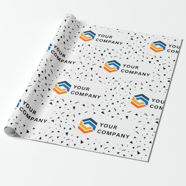 Custom company logo branded business gifts white wrapping paper (Unrolled)