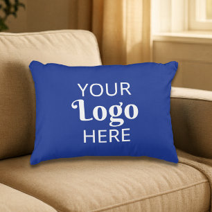 Custom Company Logo Business Brand Promo Navy Blue Decorative Cushion