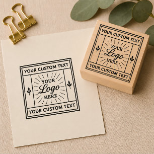 Custom Company Logo Business Branding Wood Rubber Stamp