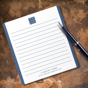 Custom Company Logo Business Name Blue Border   Notepad