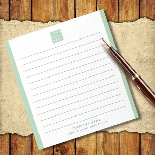 Custom Company Logo Business Name Green Border Notepad