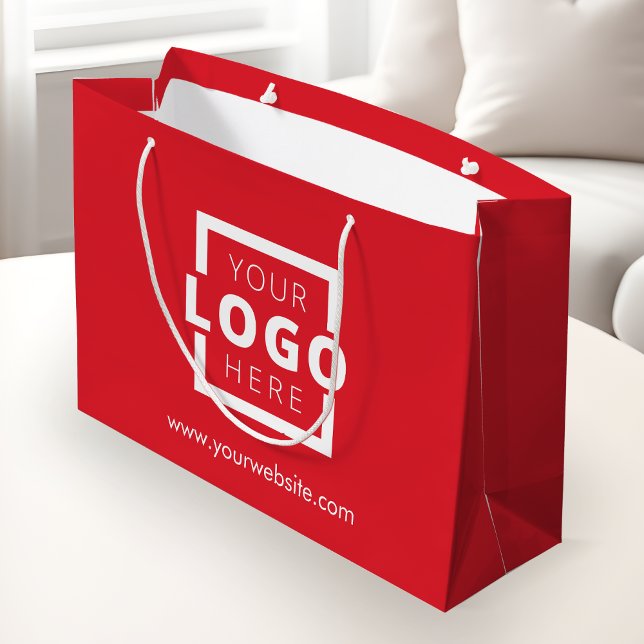 Custom Company Logo Business Promo Red Shopping Large Gift Bag (Creator Uploaded)